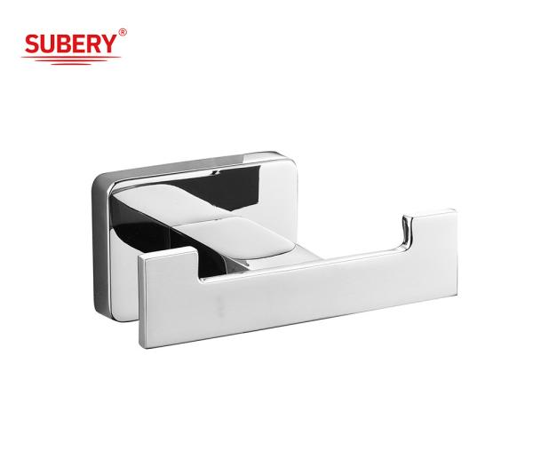 Zinc Wall Mounted Bathroom Accessories Double Robe Hook polished chrome clssical