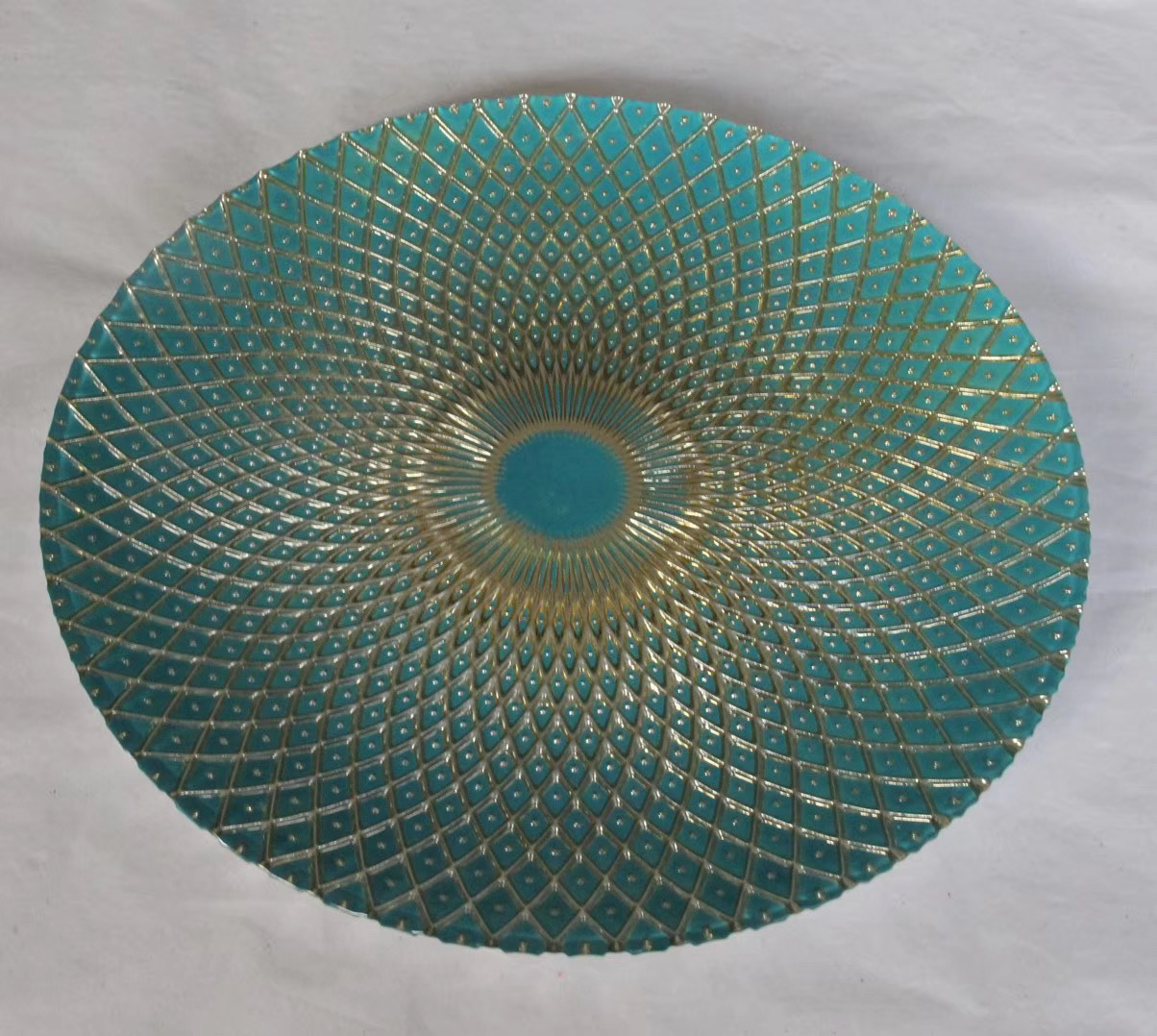 Clear Glass Beaded Charger Plates Wedding Event Gold Silver 32cm/27cm/21cm