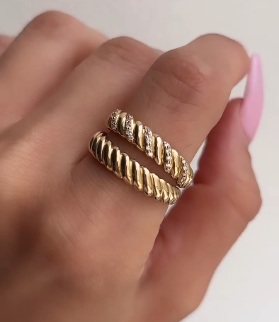 Handmade Twist Classic 925 Sterling Silver Women's Ring Jewelry Plated With 18K Gold