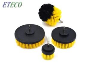 China Electric Wheel Round Rotating Drill Scrub Brush Nylon Bristle Yellow 4pcs Set on sale