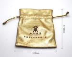 Golden Satin Jewelry Pouch 7*8cm , Drawstring Jewelry Bags Button Closure