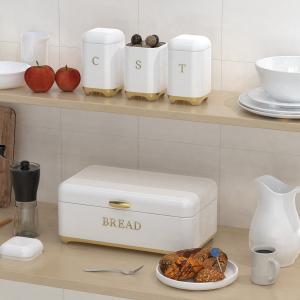 Quality Crown Series Metal Bread Bin Set Tea Can Coffee Can Kitchen Storage Bread Containers Kitchen Organizer Can With Iron Metal wholesale