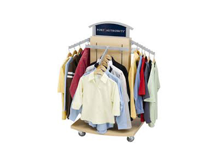 Heavy Duty Island Shape Garment Display Stand 600 * 600 * 1400MM For Hanging Clothes