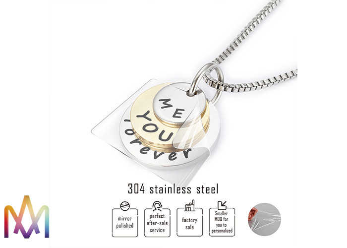 Rustproof SS304 Dangle Charms Mens Engraved Necklace