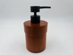 Brown OAK Bathroom Countertop Accessories Set Round Shape Black Pump Soap