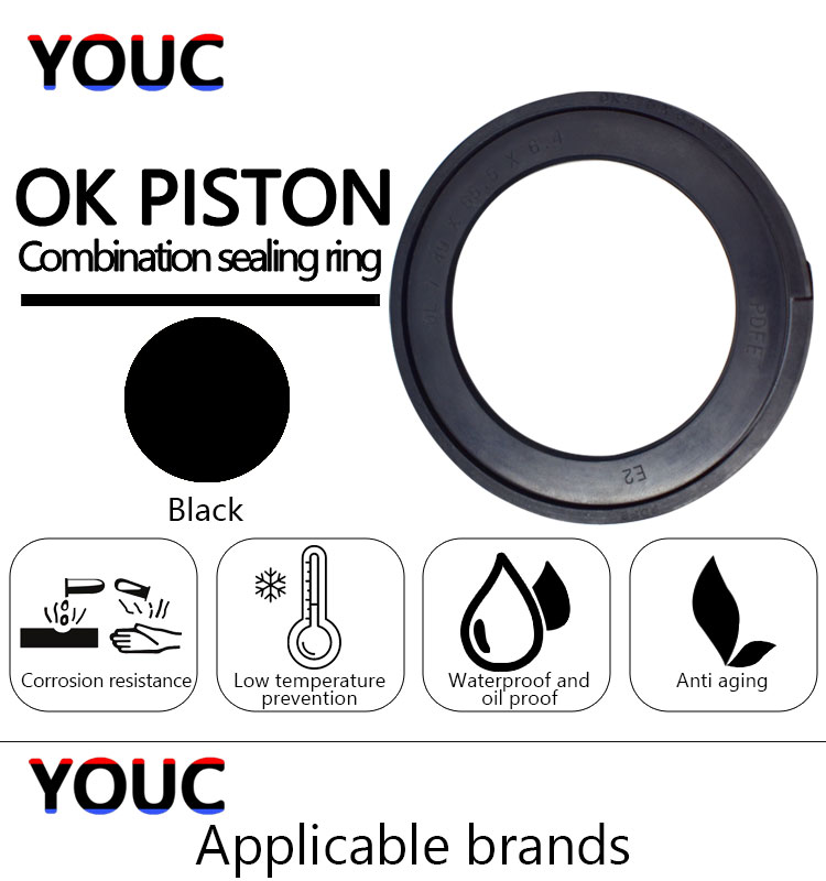 Construction Works hydraulic cylinder piston seals POM NBR OK Seal 75mm