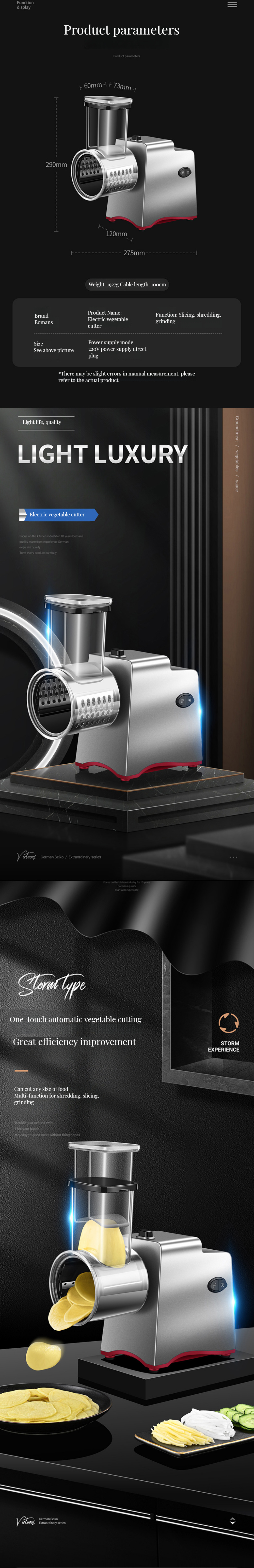 Multi-Functional Electric Salad Cutter Slicing Machine for Home Kitchen Vegetable Roller