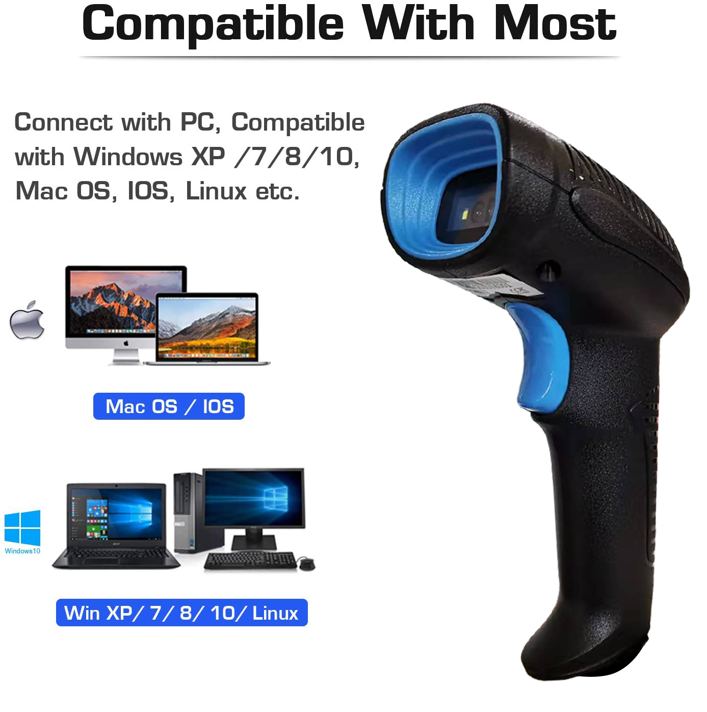 32 Bit 2.4G Handheld Barcode Reader Scanners For Warehouse