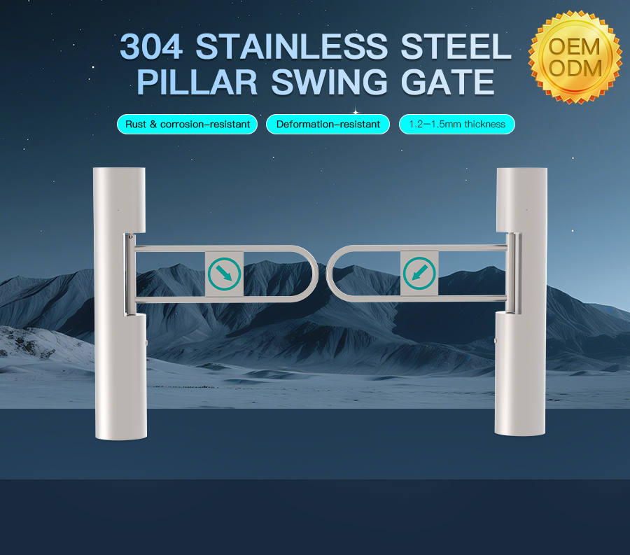 HCW AC220V Swing Barrier Gate Bridge Type Single / Two Way Pedestrian Swing Turnstile Gate