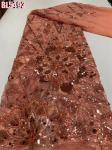 Latest fashionable aso ebi beaded lace wedding dress with shiny beaded French