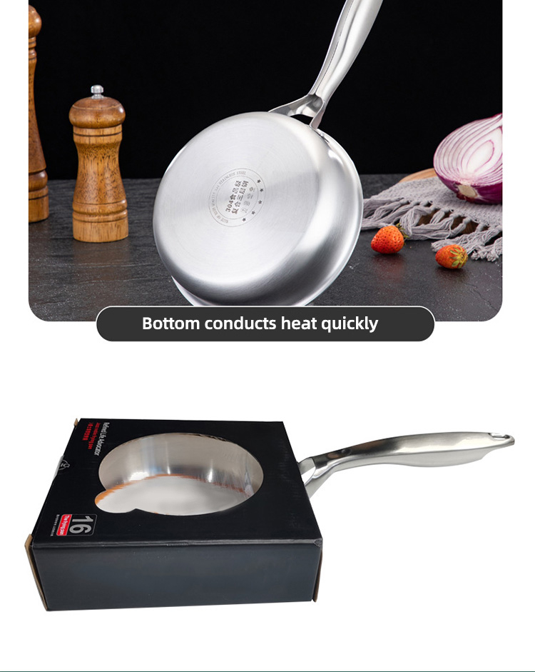 Wholesale Modern Panela 304 Stainless Steel Cookware Gas Induction Fry Pan With Anti-Heat Handle