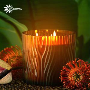 Quality OEM Lemon Aroma Scented Candle Round Glass Cup Flame Customized wholesale