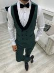 Infinite Green Slim Fit Velvet Mens Peak Lapel Tuxedo