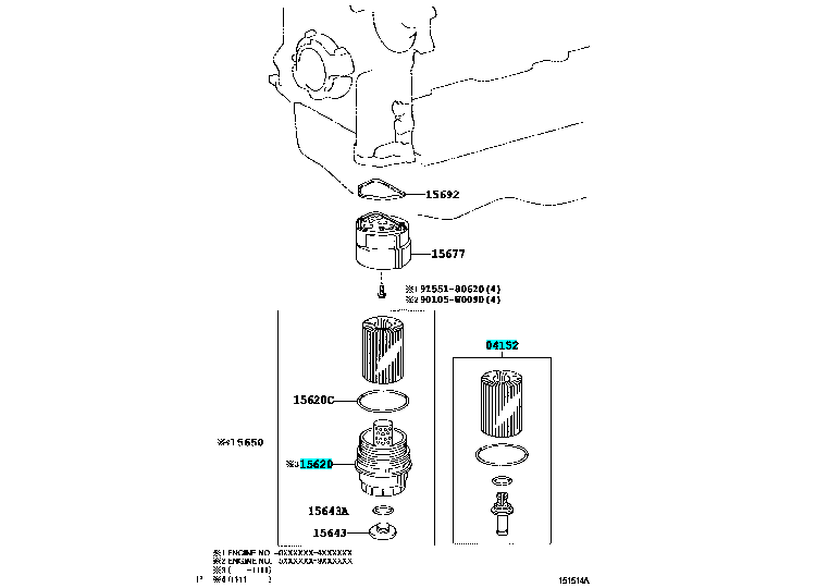Engine Block Installation Location Engine Oil Filter Cover 1562037010 for Toyota Yaris