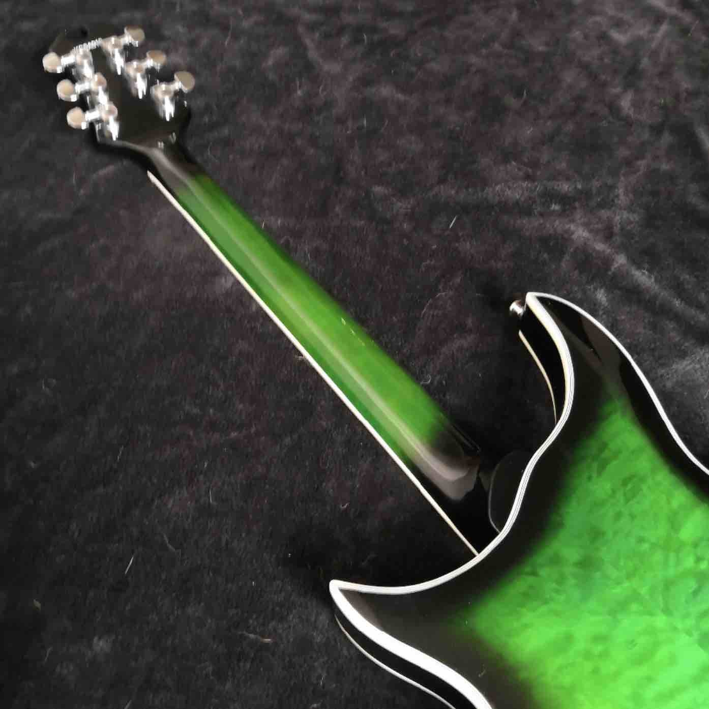 Grand guitar Hollow body AAA Quilted maple top Green waves electric guitar free shipping