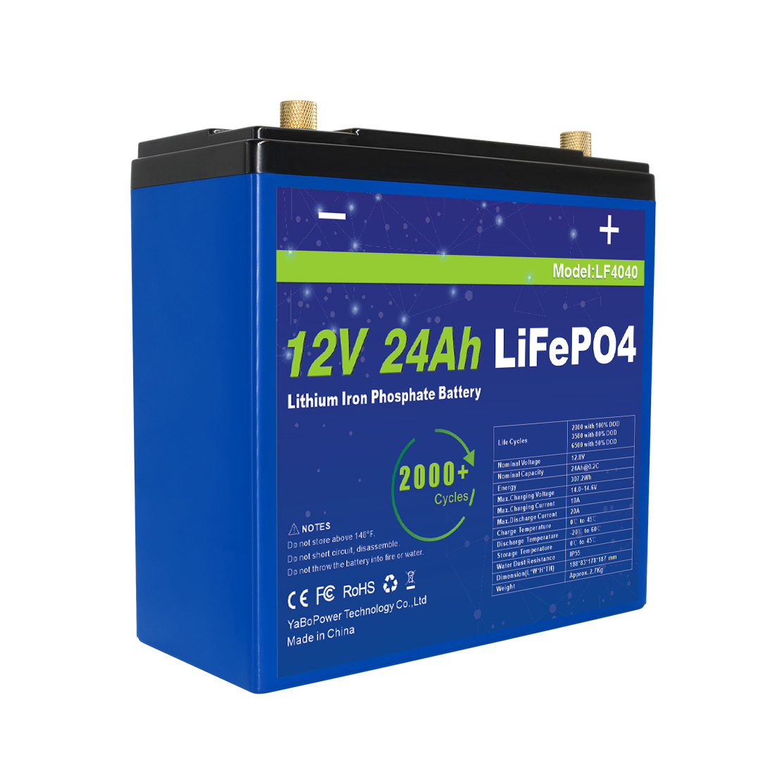 Compact 12V 24Ah Lithium Iron Phosphate Battery Pack 32700 6Ah Cells 4S4P Configuration