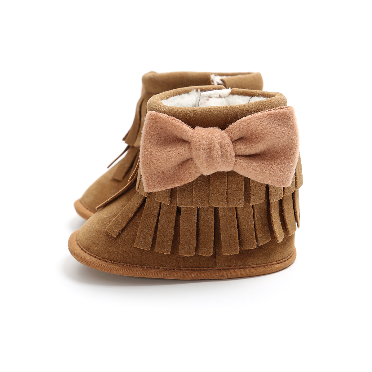 Amazon hot Fringed bowknot PU Leather Soft sole Newborn toddler baby boots leather