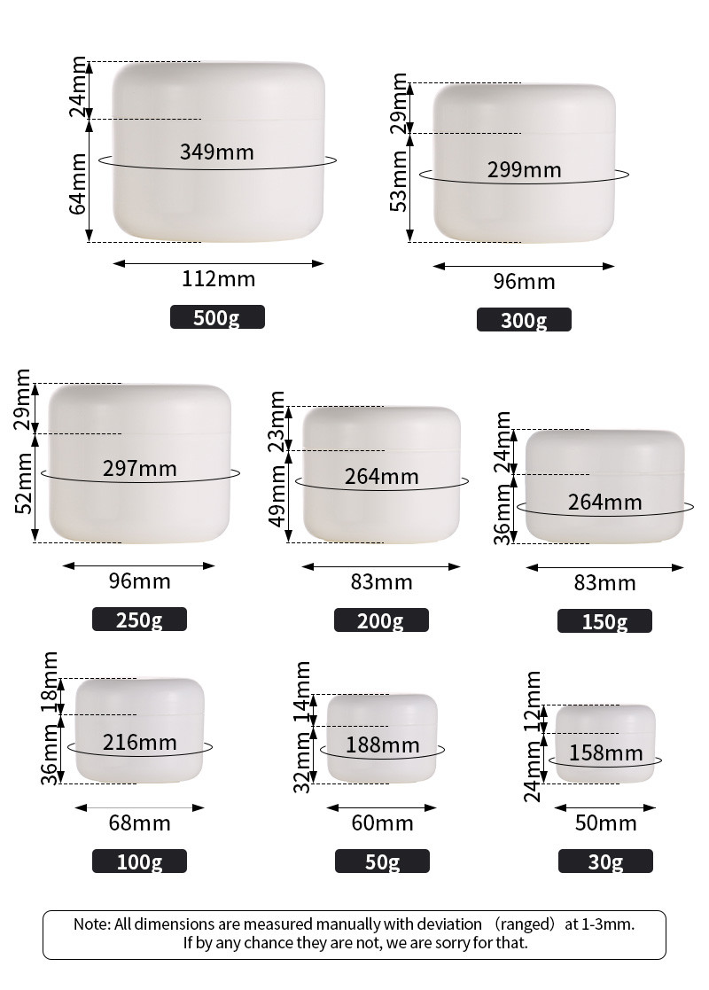 Round White Cream Packaging Jar , Body Cream 50g Cosmetic Jars