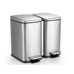 Silver 5.28 Gallon Dual Trash Recycle Can