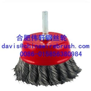 Quality Twist Steel Wire cup Brush with shaft wholesale