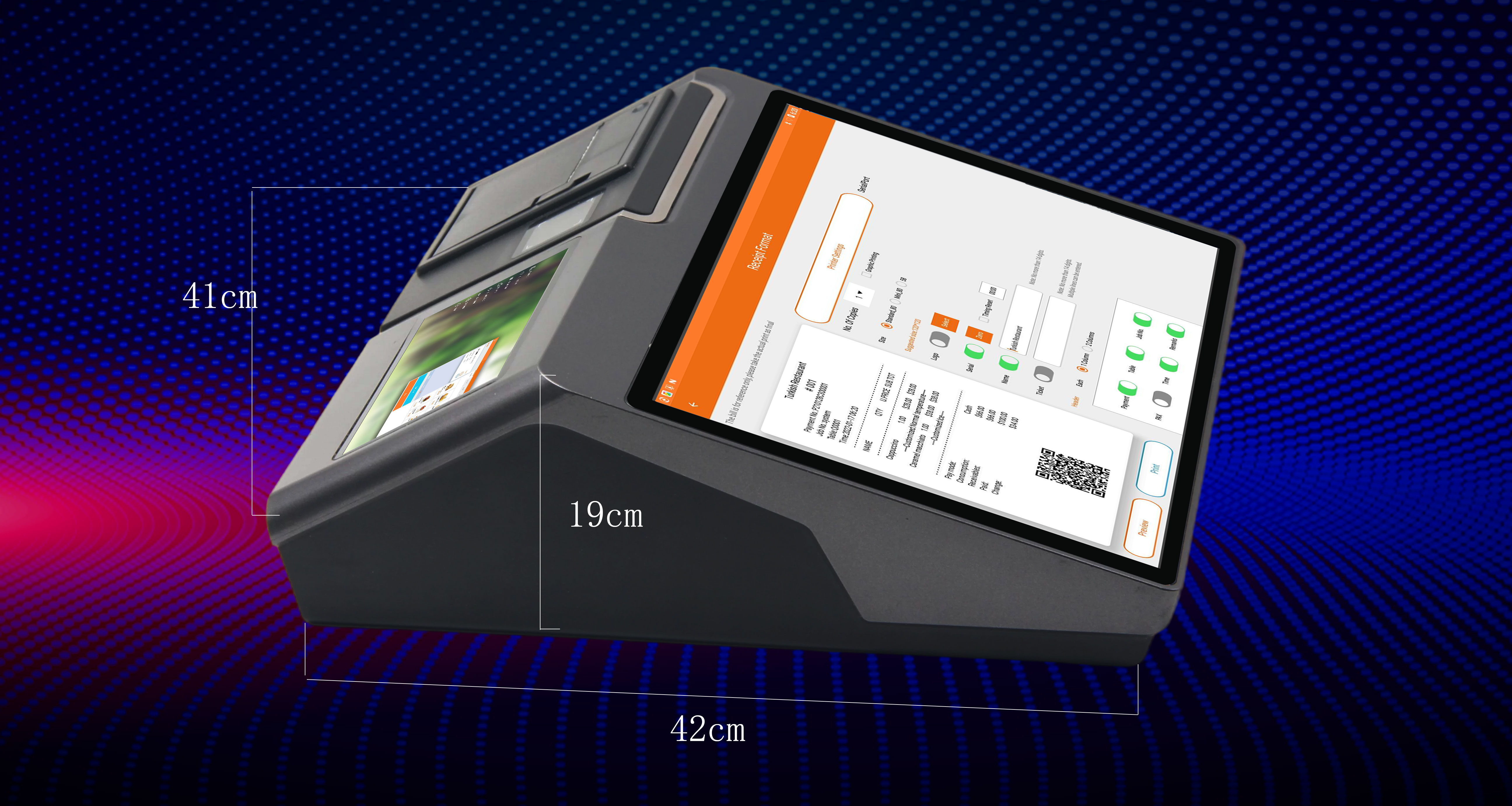 11.6 inch Android POS with Built-in Thermal Printer and 720P Full HD Customer Display