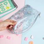 Waterproof Clear Zipper Glitter Shining PVC Cosmetic Bag