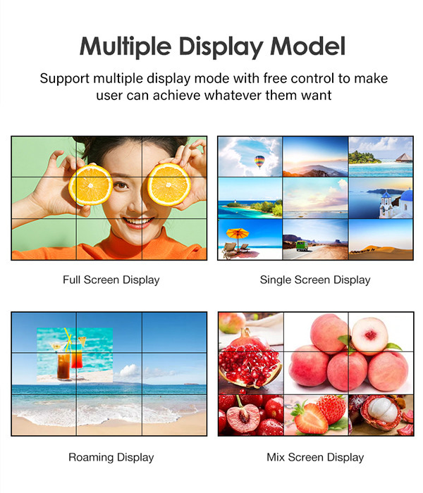 3×3 Ultra Narrow 1080P Wall Lcd Display Lcd Advertising Screen 55 Inch 16.7M Color