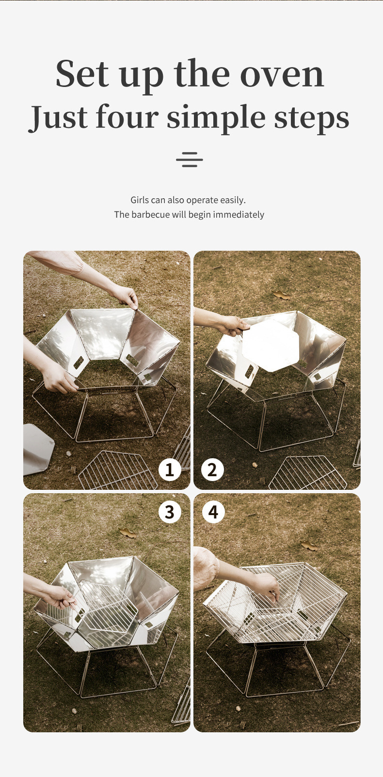 Portable Wood Stove for Outdoor Hiking Picnic BBQ Foldable Camping Backpacking Stove