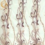 Stylish Pink Beaded Lace Fabric Sequins Decoration For Dress