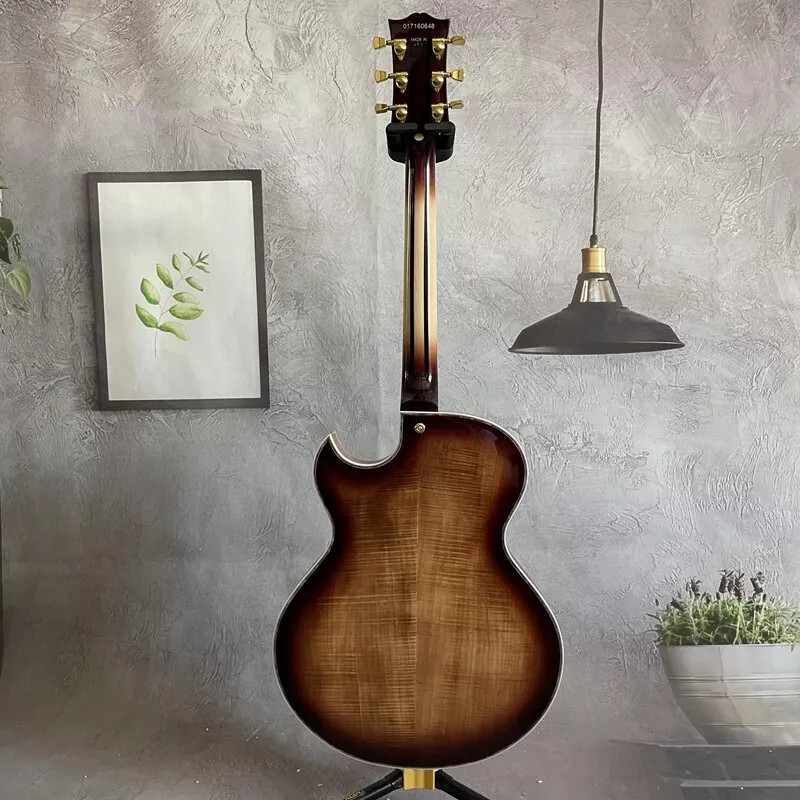 Custom Vintage Burst Byrdland Jazz Electric Guitar Flamed Maple Top with Gold Hardware HH Pickups