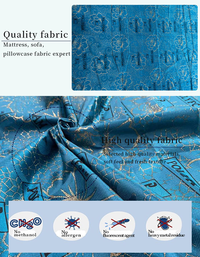 240cm Polyester Warp Knitted Fabric Blue Waterproof Gold Powder Printed
