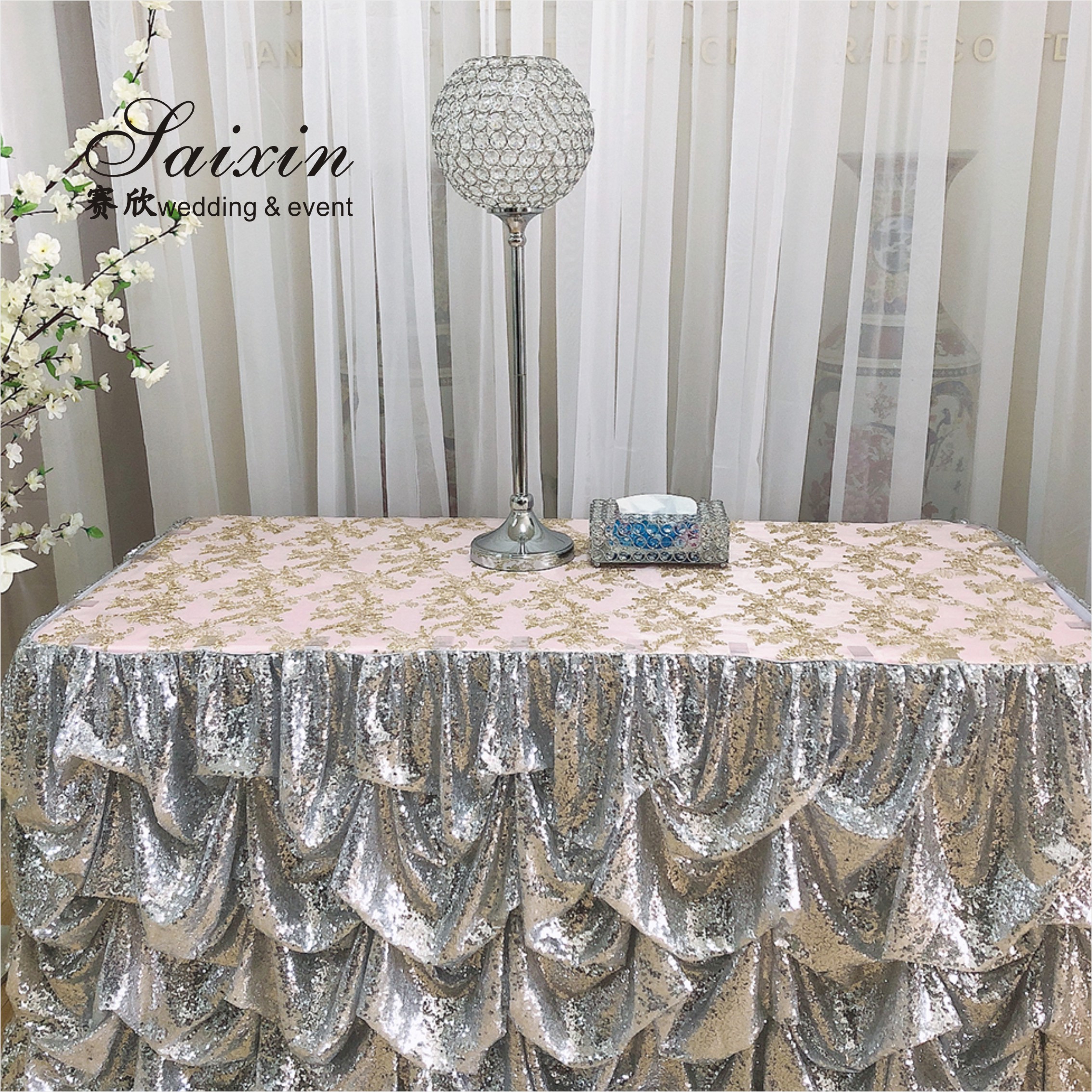 SX-388 Wholesale drape cloth curtains valance for wedding stage backdrop