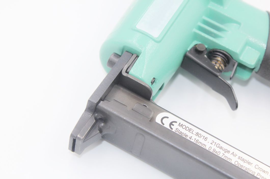 21 Gauge Fine Crown Air Pneumatic Staple Gun (Green) Air Stapler 8016 for Furniture Decoration