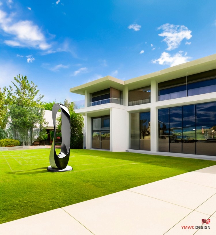Custom Print Method Metal Abstract Sculpture Polished Mirror Circle Outdoor Sculpture