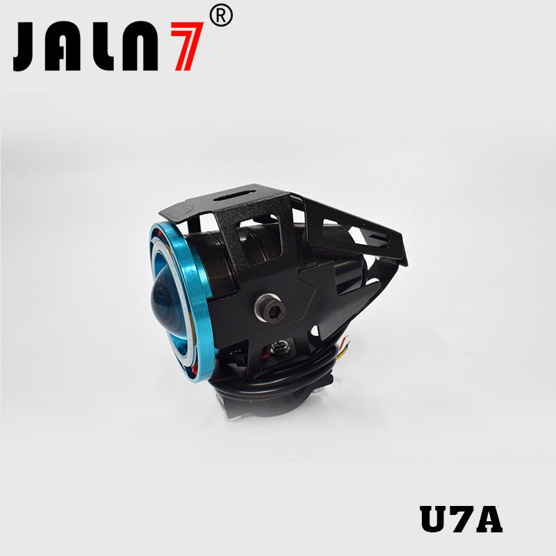 Motorcycle Headlight Led JALN7 U7A 15W Fog Driving Running Light with Angel Eyes Lights Ring Front Strobe Flashing