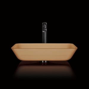 Quality Rectangular Above Counter Bathroom Sink Bowls Brown Glass Vessel Tasteful Acid Matt wholesale