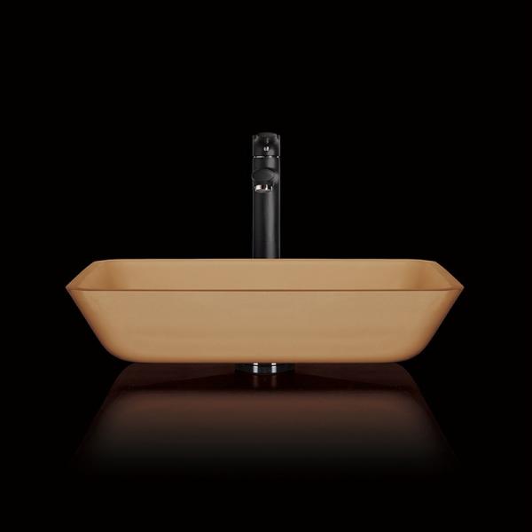 Rectangular Above Counter Bathroom Sink Bowls Brown Glass Vessel Tasteful Acid