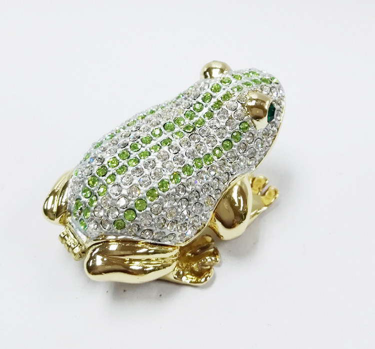 Animal trinket jewelry box Frog diamond decoration pewter jewelry box