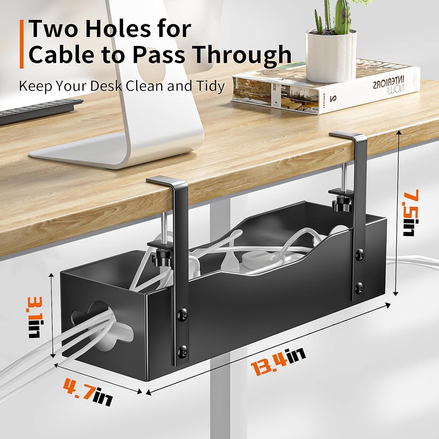 ISO9001 Rohs CE Certified Cable Management Under Desk No Drill and Carbon Steel Clamp