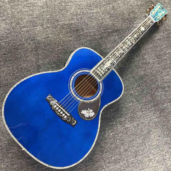 Custom Solid Spruce 41 Inch D Style Acoustic Guitar Abalone Ebony Fingerboard