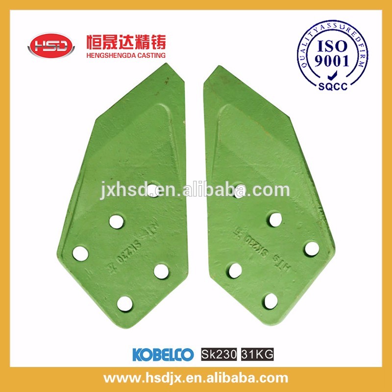 Durable 4 holes green color machinery engineering&construction parts bucket side cutter for SK120 excavator spare parts on sale