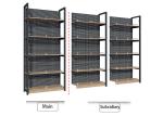Cold Rolled Steel Supermarket Shelving Wood Gondola Shelving Classic Style