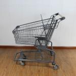 80L Galvanized Supermarket Trolleys Travellator Wheel Metal Shopping Trolley