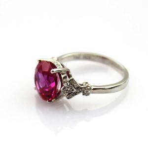 Quality Fashion Jewelry 925 Silver 9mm Round Ruy Rhinestone Gemstone Ring (R103) wholesale