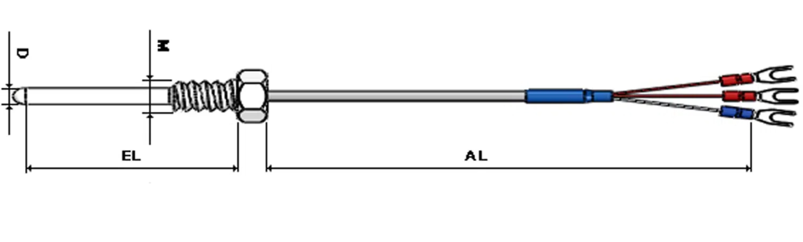 Threaded PT1000 Temperature Sensor Stainless Steel 316 Pressure Resistant Probes
