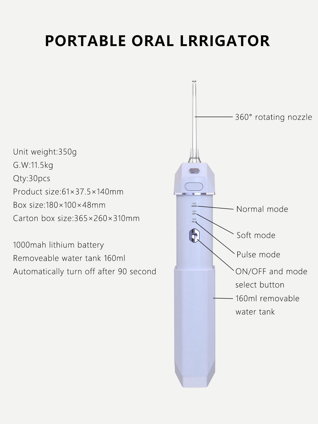 Retractable Smart Electric Mini Portable Water Flosser Oral Care Teeth Cleaning Water Flosser