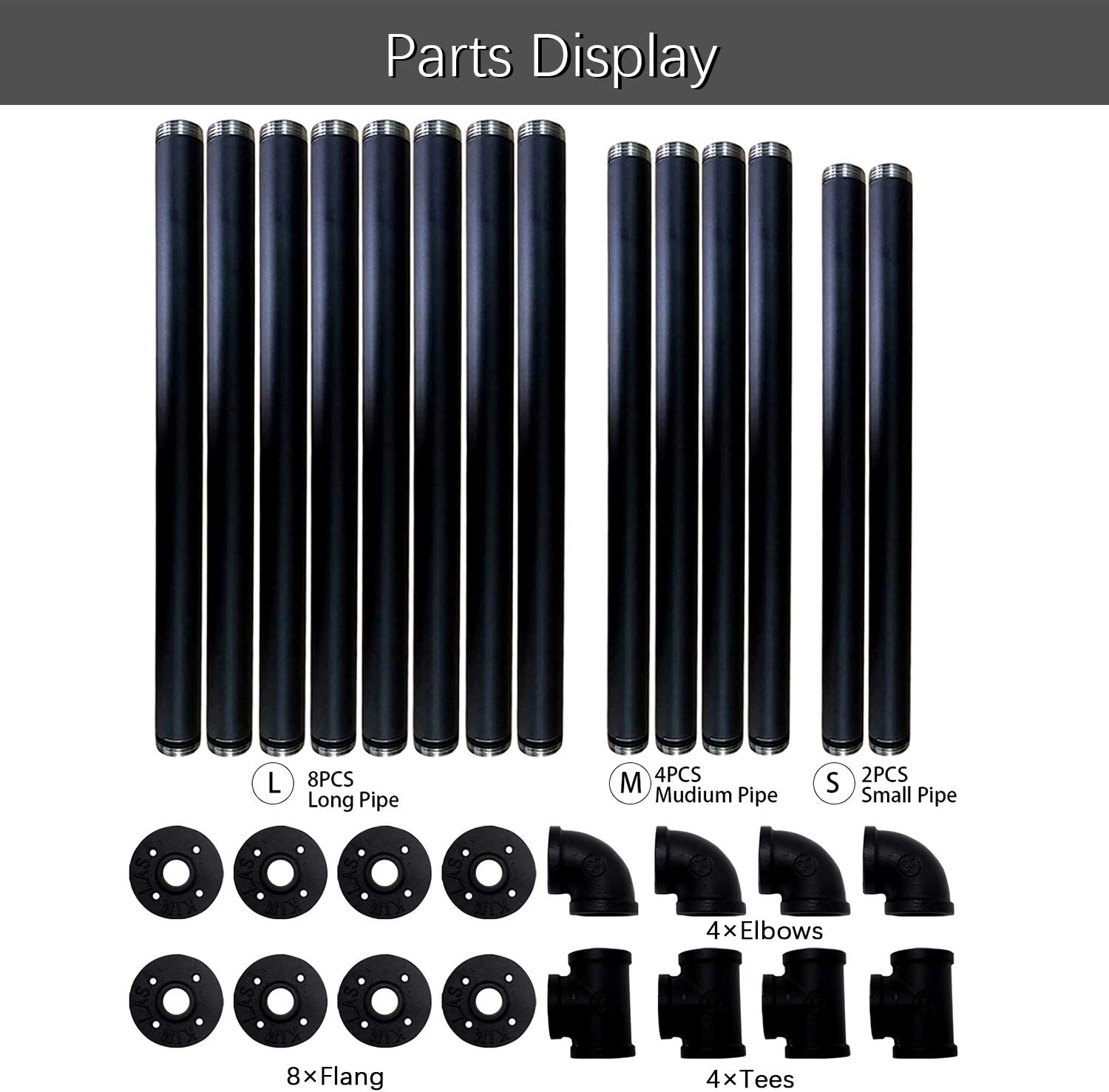 42" tall 12"deep Industrial Wall Mount iron Pipe Shelf Shelves Shelving Bracket