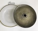 Luxury Black Charger Plates Wedding Tableware Rhomboid Glass 32cm