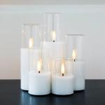 Birthdays Weddings Clear Glass Flameless Pillar Candles With Timer Flickering