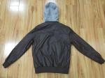 Quilted Padded Leather Motorcycle Jacket Black Brown Hooded Collar